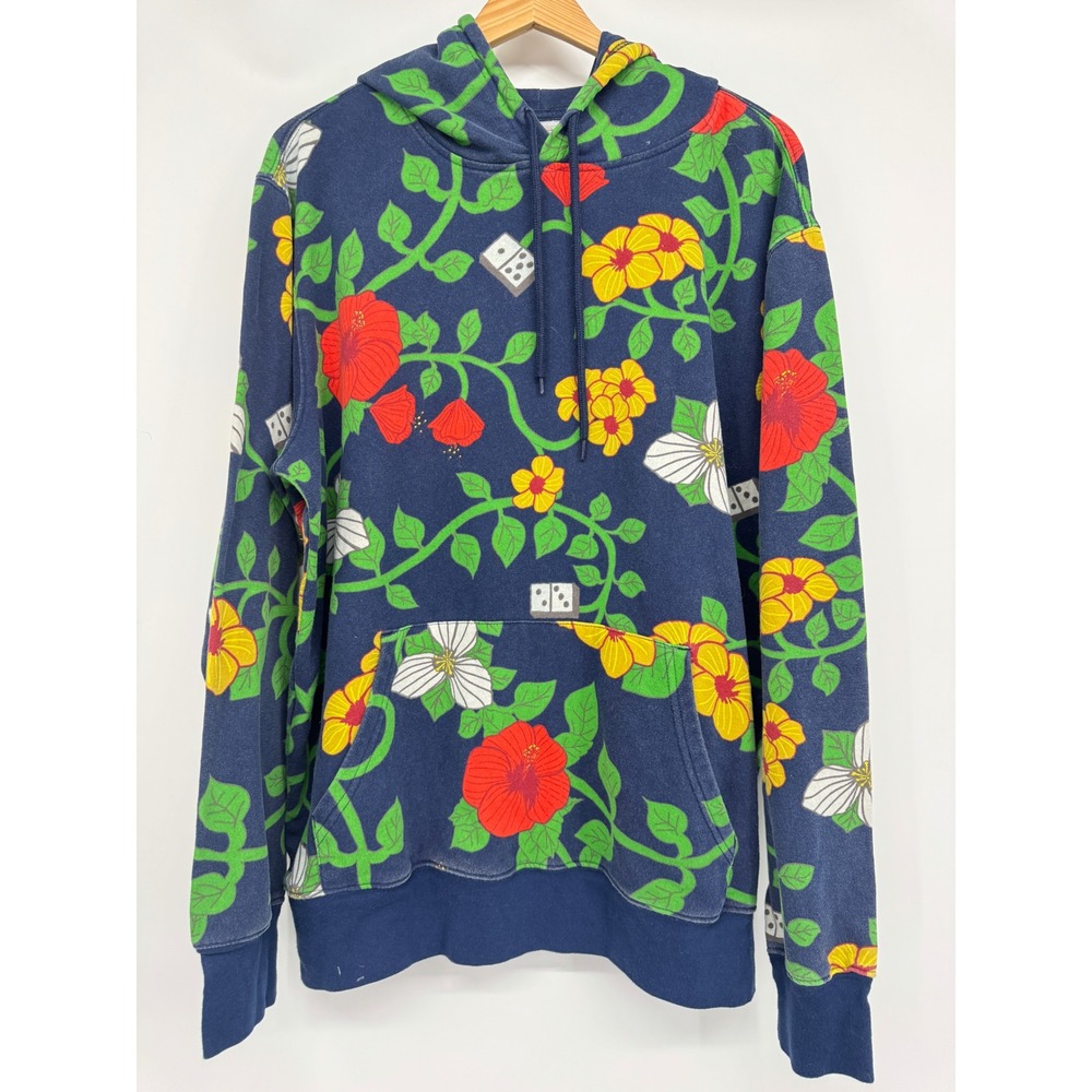 Roberto Lugo Walmart Hoodie Men L Blue Floral Dice Print Streetwear Casual